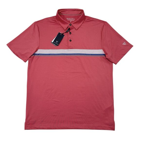 MAELREG Golf Polo Shirt Mens Size Medium Performance Stretch Cranberry Pink NEW‎ - Picture 1 of 11